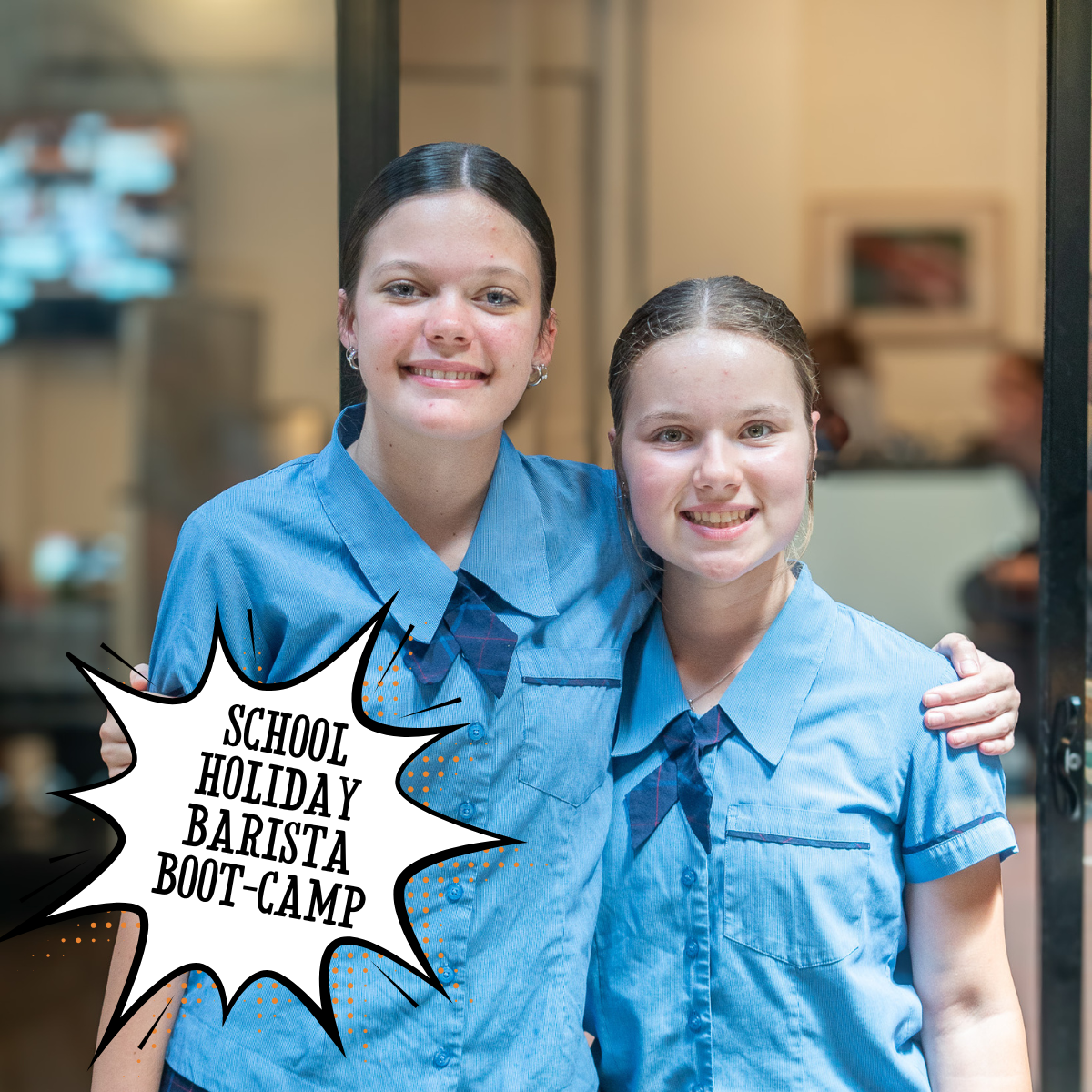 Teen student learning milk texturing technique at Sydney barista bootcamp
